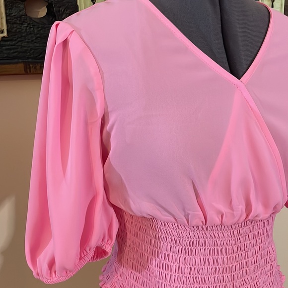 1. State Bubblegum Pink Semi-sheer Peasant Blouse Size Small - Picture 12 of 14